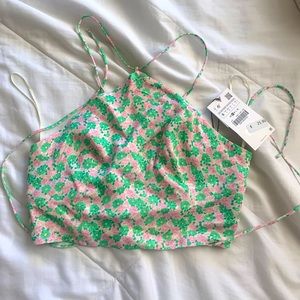 Zara floral halter top, size small